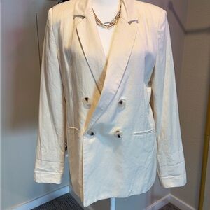 MARBLE Cream Double-Breasted Blazer